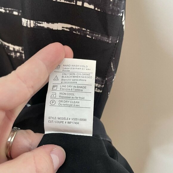 Vince 100% Silk Black Abstract Striped Shift Dress Size 2 - Picture 7 of 9